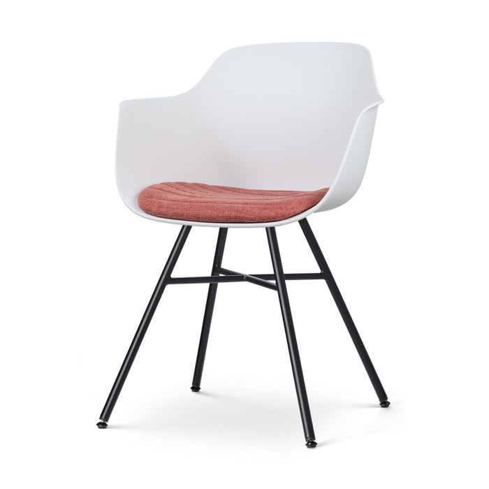 Nolon Noa-Liz Eetkamerstoel Wit - Terracotta Kussen - Zwarte Poten