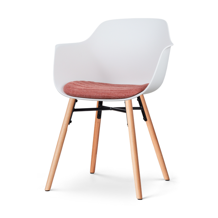 Nolon Nena-Liz Eetkamerstoel Wit - Armleuning - Terracotta Kussen