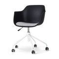 Nolon Nout-Liz Bureaustoel Zwart - Lichtgrijs Kussen - Wit Onderstel