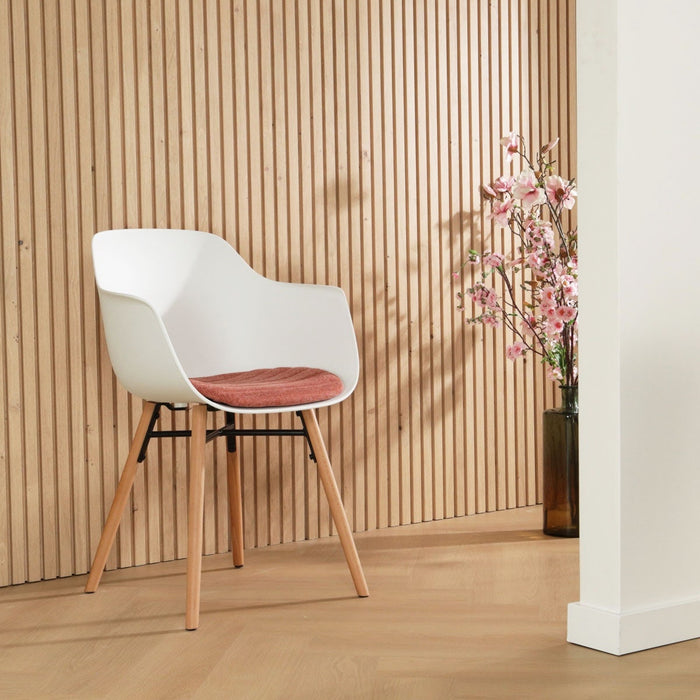 Nolon Nena-Liz Eetkamerstoel Wit - Armleuning - Terracotta Kussen