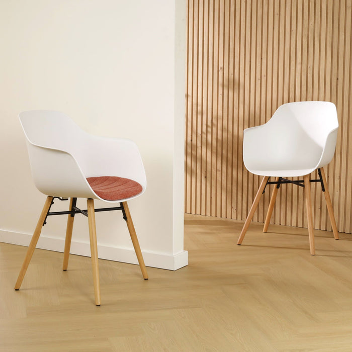 Nolon Nena-Liz Eetkamerstoel Wit - Armleuning - Terracotta Kussen