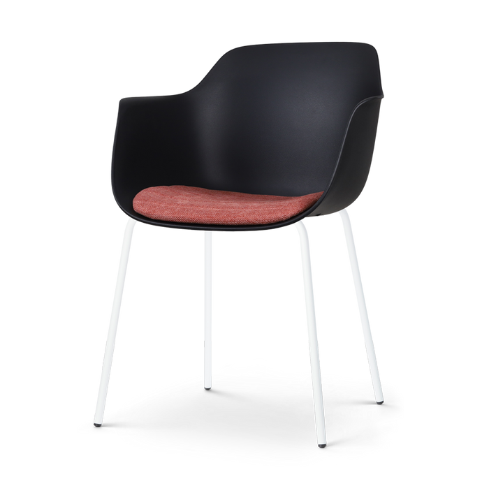 Nolon Nora-Liz Eetkamerstoel Zwart - Terracotta Kussen - Witte Poten