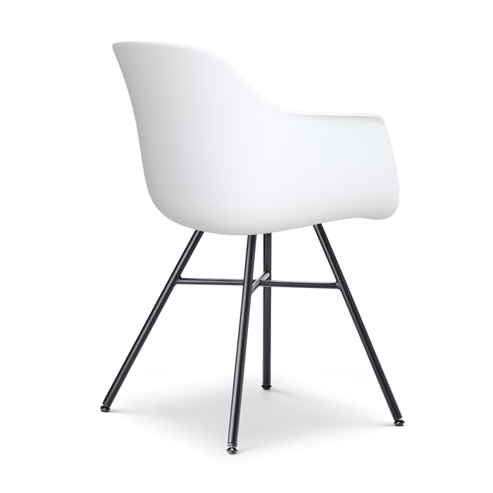 Nolon Noa-Liz Eetkamerstoel Wit - Lichtgrijs Kussen - Zwarte Poten