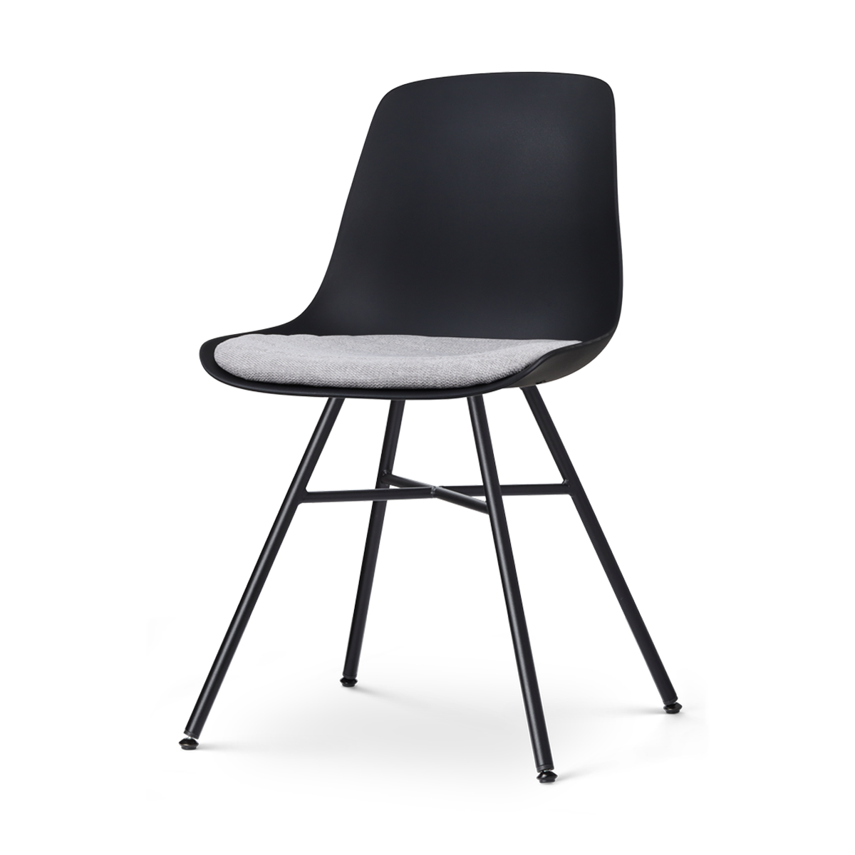 Nolon Noa-Liv Eetkamerstoel Zwart - Lichtgrijs Kussen - Zwarte Poten