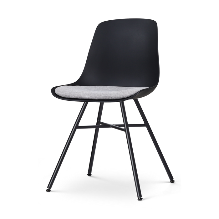 Nolon Noa-Liv Eetkamerstoel Zwart - Lichtgrijs Kussen - Zwarte Poten