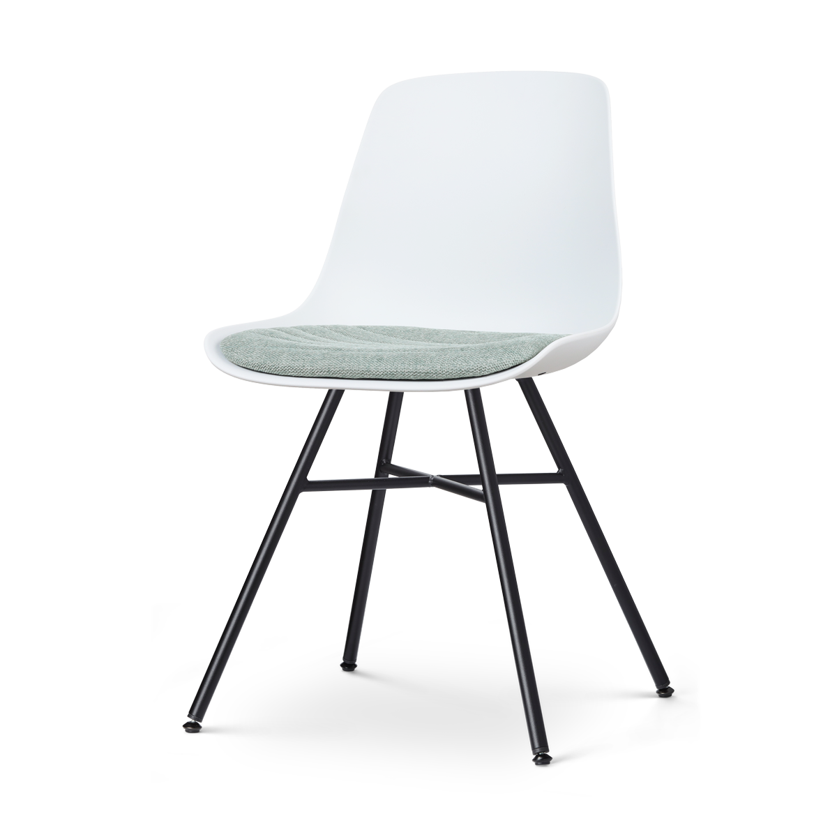 Nolon Noa-Liv Eetkamerstoel Wit - Zacht Groen Kussen - Zwart Onderstel