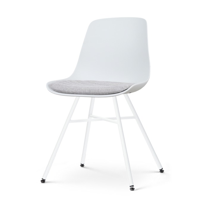 Nolon Noa-Liv Eetkamerstoel Wit - Lichtgrijs Kussen - Wit Onderstel