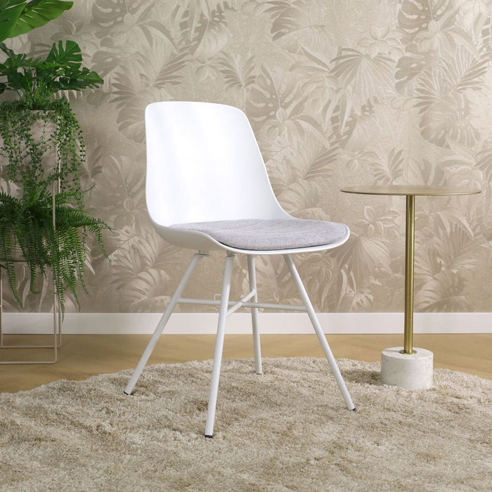 Nolon Noa-Liv Eetkamerstoel Wit - Lichtgrijs Kussen - Wit Onderstel