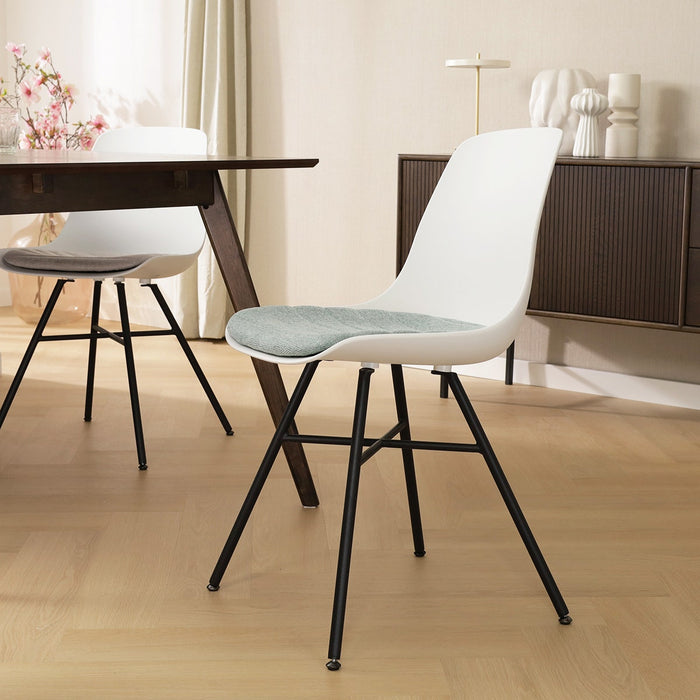 Nolon Noa-Liv Eetkamerstoel Wit - Zacht Groen Kussen - Zwart Onderstel