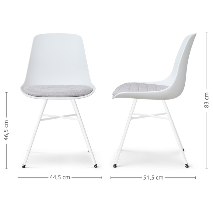 Nolon Noa-Liv Eetkamerstoel Wit - Lichtgrijs Kussen - Wit Onderstel