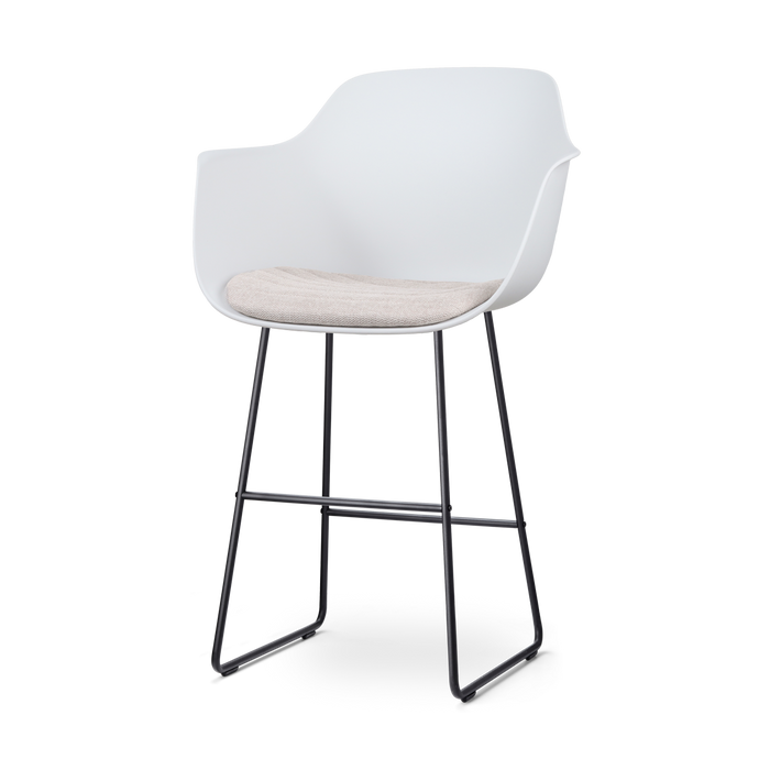 Nolon Nino-Liz Barkruk Wit - Beige Kussen - Zwart Frame - 75 cm