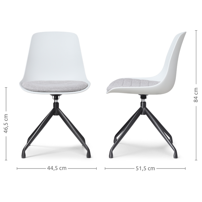 Nolon Nola-Liv Eetkamerstoel Wit - Lichtgrijs - Draaibaar - Zwart