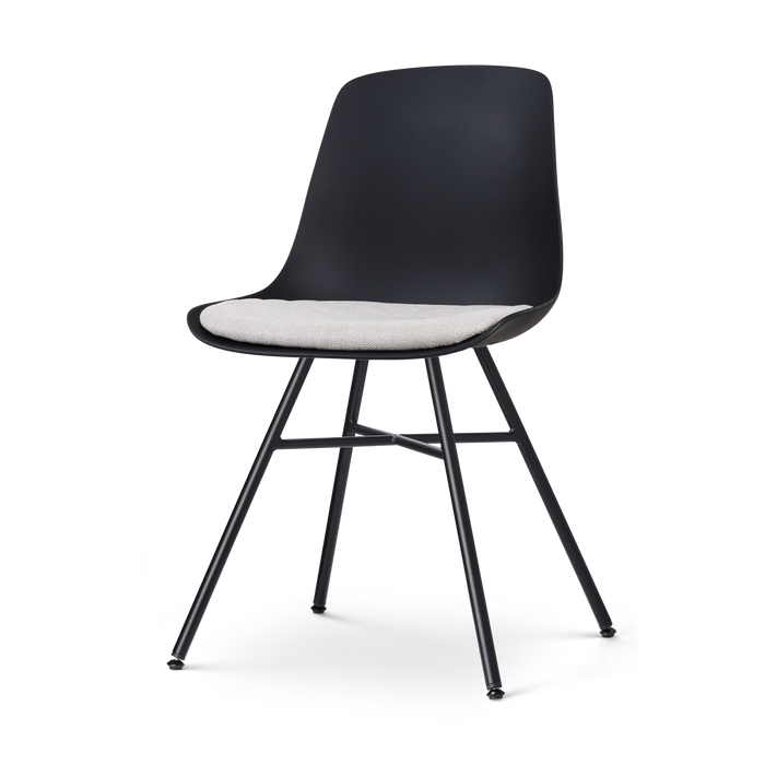 Nolon Noa-Liv Eetkamerstoel Zwart - Beige Kussen - Zwart Onderstel