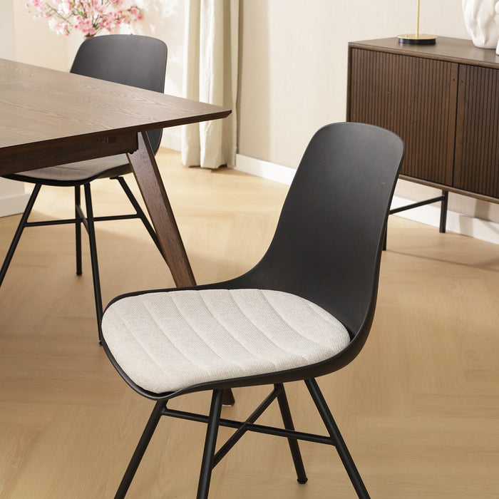 Nolon Noa-Liv Eetkamerstoel Zwart - Beige Kussen - Zwart Onderstel