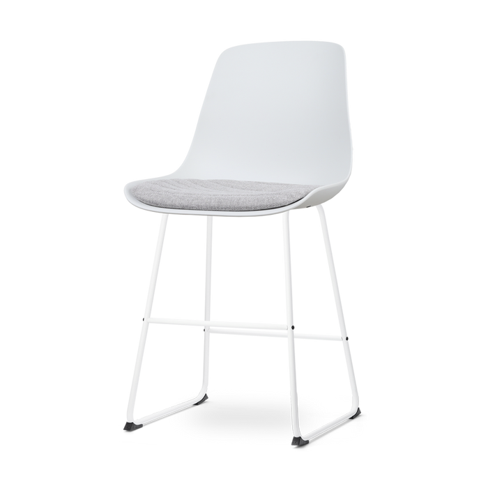 Nolon Nino-Liv Barkruk Wit - Lichtgrijs Kussen - Wit Frame - 65cm