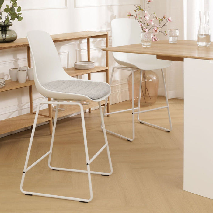 Nolon Nino-Liv Barkruk Wit - Lichtgrijs Kussen - Wit Frame - 65cm