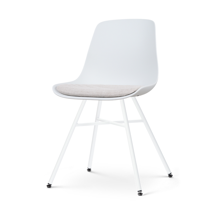 Nolon Noa-Liv Eetkamerstoel Wit - Beige Kussen - Wit Onderstel