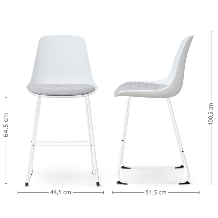 Nolon Nino-Liv Barkruk Wit - Lichtgrijs Kussen - Wit Frame - 65cm