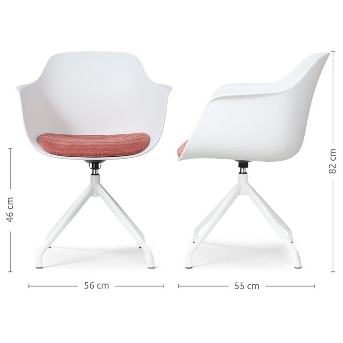 Nolon Nola-Liz Eetkamerstoel Wit - Terracotta - Draaibaar - Wit