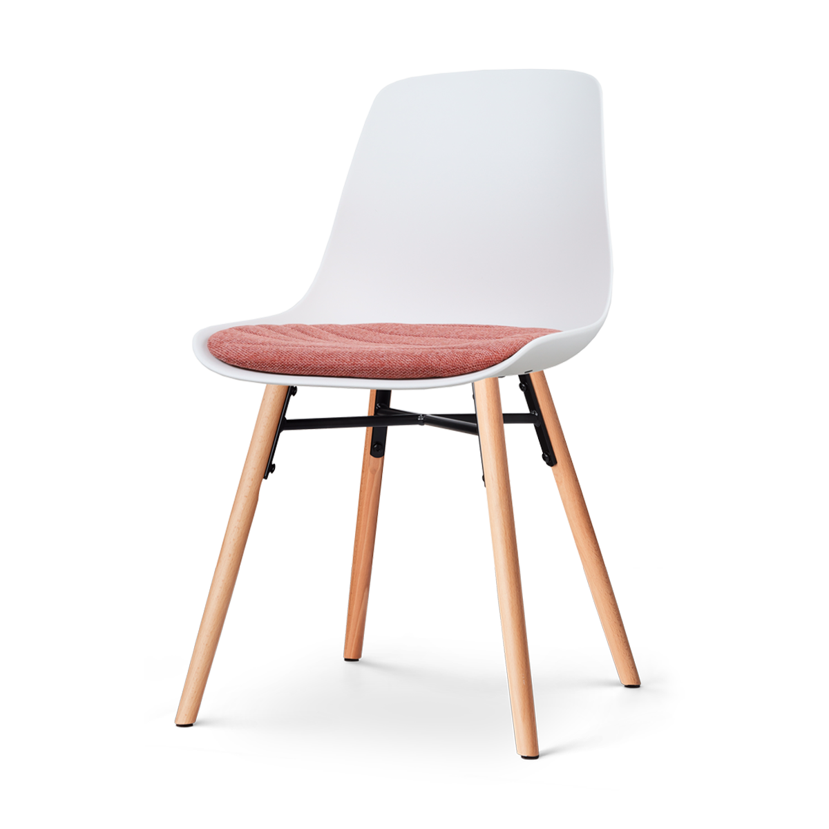 Nolon Nena-Liv Eetkamerstoel Wit - Terracotta Kussen - Houten Poten