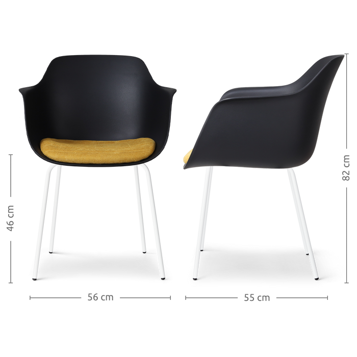 Nolon Nora-Liz Eetkamerstoel Zwart - Okergeel Kussen - Witte Poten