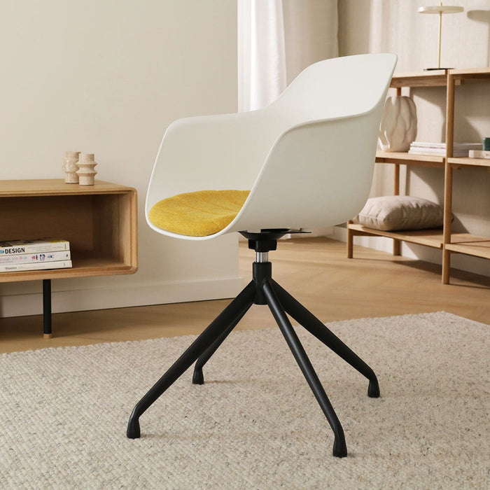 Nolon Nola-Liz Eetkamerstoel Wit - Okergeel - Draaibaar - Zwart