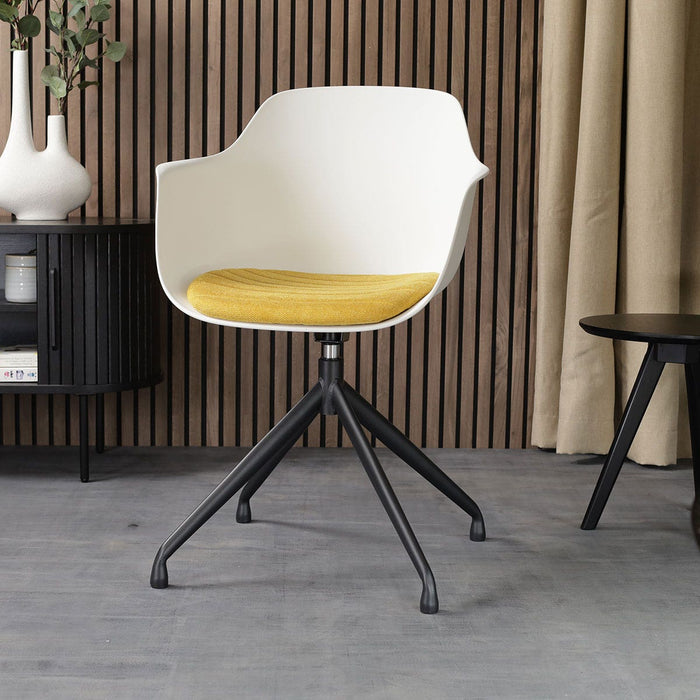 Nolon Nola-Liz Eetkamerstoel Wit - Okergeel - Draaibaar - Zwart