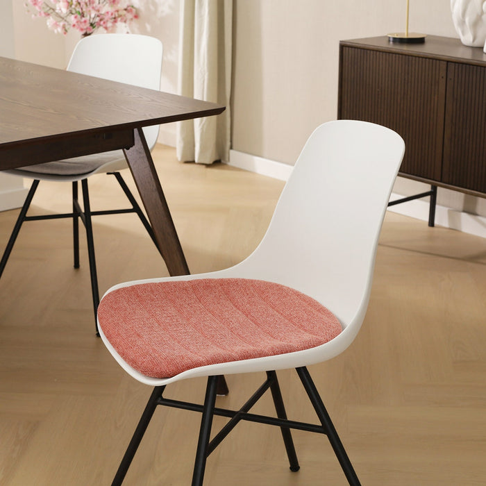 Nolon Noa-Liv Eetkamerstoel Wit - Terracotta Kussen - Zwart Onderstel