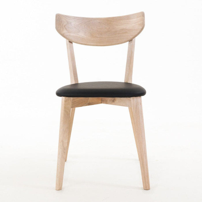 Rowico Home Ami Eikenhouten Eetkamerstoel Whitewash - Zwart Zitkussen