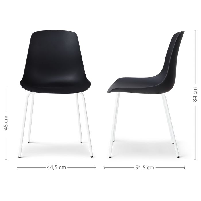Nolon Nora-Pip Eetkamerstoel Zwart - Kunststof - Wit Onderstel