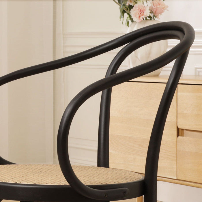 Fameg Venice No. 9 Eetkamerstoel Zwart - Armleuning - Rotan Zitting