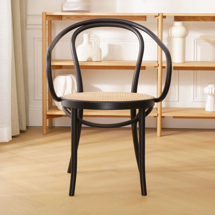 Fameg Venice No. 9 Eetkamerstoel Zwart - Armleuning - Rotan Zitting