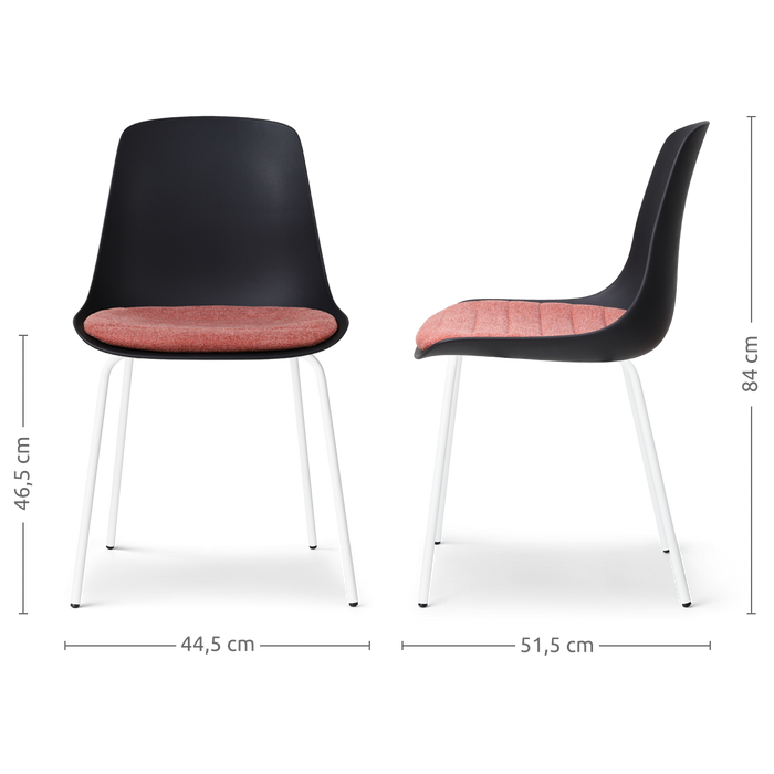 Nolon Nora-Liv Eetkamerstoel Zwart - Terracotta Kussen - Witte Poten