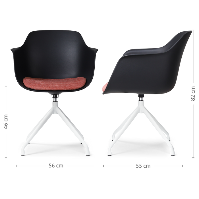Nolon Nola-Liz Eetkamerstoel Zwart - Terracotta - Draaibaar - Wit