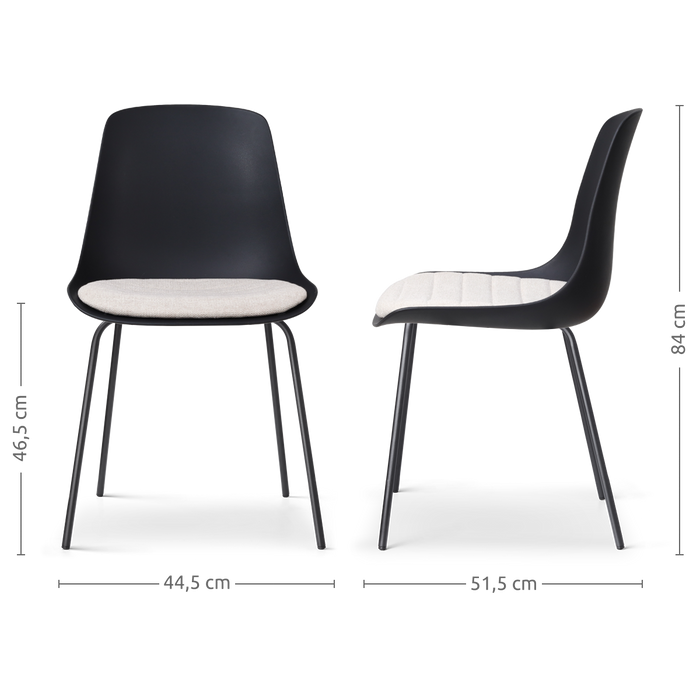 Nolon Nora-Liv Eetkamerstoel Zwart - Beige Kussen - Zwarte Poten