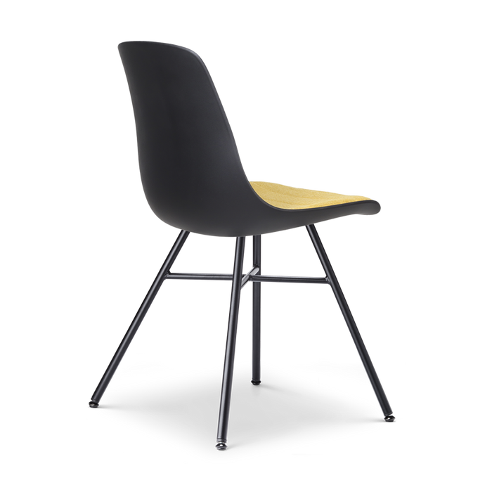 Nolon Noa-Liv Eetkamerstoel Zwart - Okergeel Kussen - Zwarte Poten