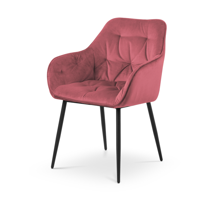 Lisomme Arian Eetkamerstoel Velvet Zachtroze - Met Armleuning