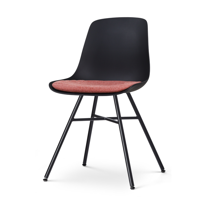 Nolon Noa-Liv Eetkamerstoel Zwart - Terracotta Kussen - Zwarte Poten