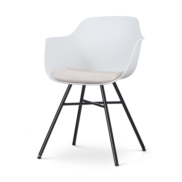 Nolon Noa-Liz Eetkamerstoel Wit - Beige Kussen - Zwarte Poten