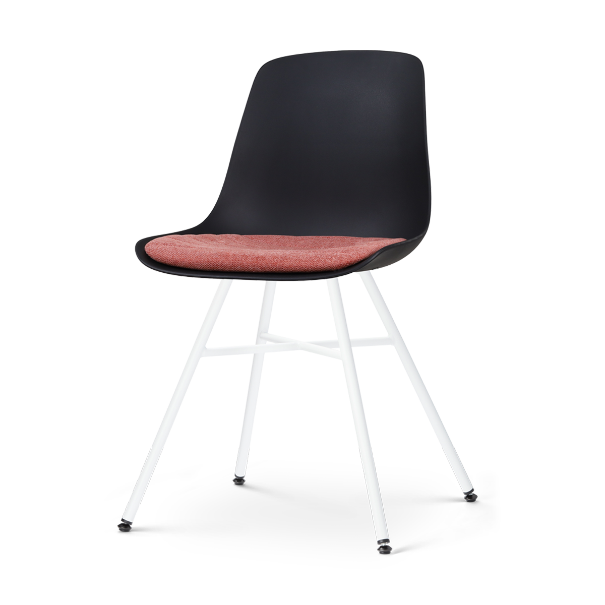 Nolon Noa-Liv Eetkamerstoel Zwart - Terracotta Kussen - Witte Poten