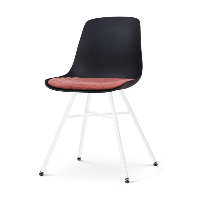 Nolon Noa-Liv Eetkamerstoel Zwart - Terracotta Kussen - Witte Poten