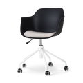 Nolon Nout-Liz Bureaustoel Zwart - Beige Kussen - Wit Onderstel