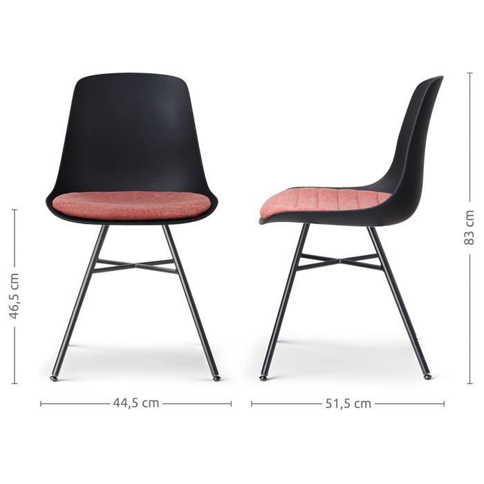 Nolon Noa-Liv Eetkamerstoel Zwart - Terracotta Kussen - Zwarte Poten