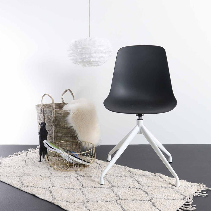 Nolon Nola-Pip Eetkamerstoel Zwart - Draaibaar - Wit Onderstel