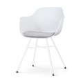 Nolon Noa-Liz Eetkamerstoel Wit - Lichtgrijs Kussen - Witte Poten