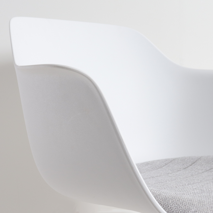 Nolon Noa-Liz Eetkamerstoel Wit - Lichtgrijs Kussen - Witte Poten