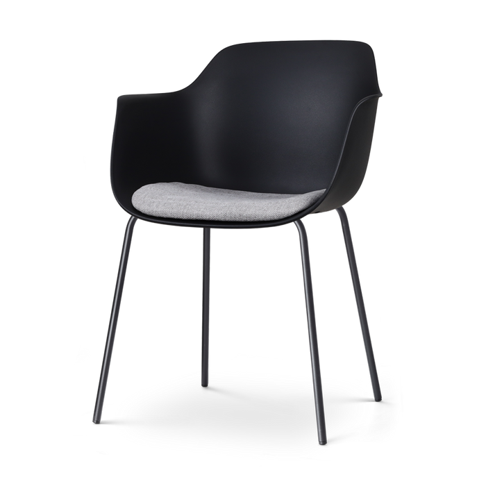 Nolon Nora-Liz Eetkamerstoel Zwart - Lichtgrijs Kussen - Zwarte Poten