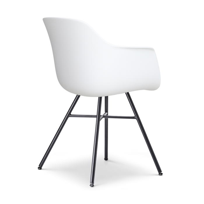 Nolon Noa-Liz Eetkamerstoel Wit - Beige Kussen - Zwarte Poten