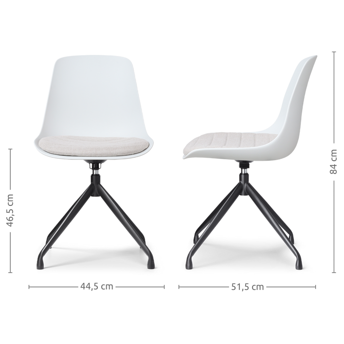 Nolon Nola-Liv Eetkamerstoel Wit - Beige - Draaibaar - Zwart