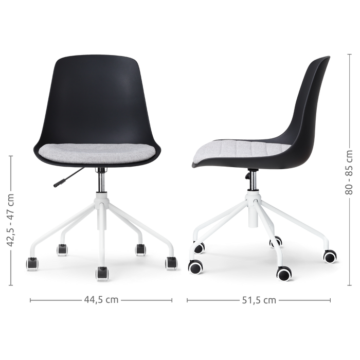 Nolon Nout-Liv Bureaustoel Zwart - Lichtgrijs Kussen - Wit Onderstel
